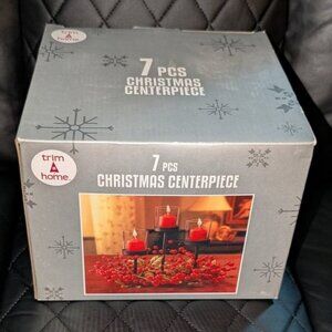 NEW Trim A Home Kmart Holly Berry 7 Piece Votive Candle Holder Table Centerpiece